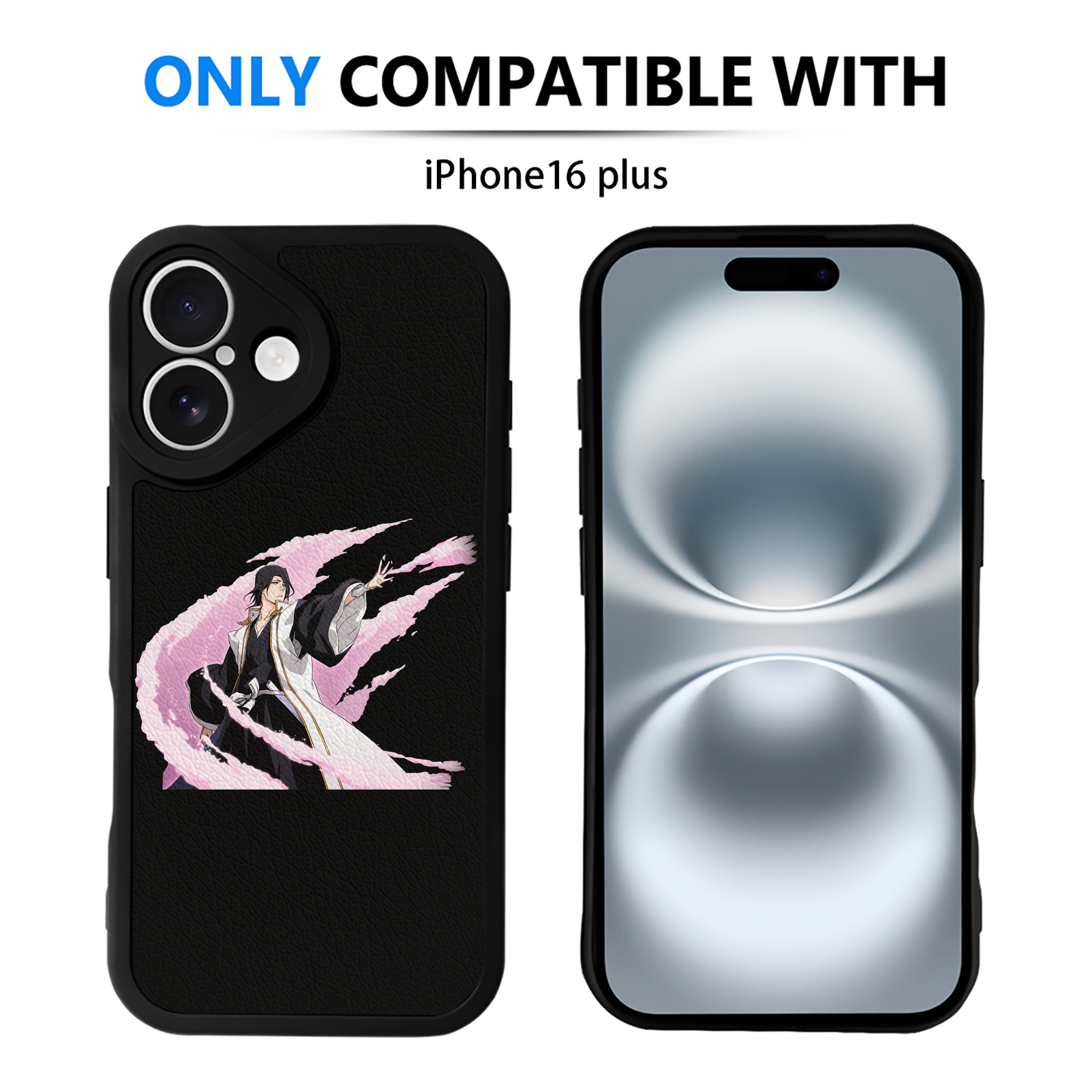 （画像用） ブリーチ くちき びゃくや BLEACH Kuchiki Byakuya 【iPhone 16シリーズ対応】シリコンスマホケース（レザー調） 材質：シリコン